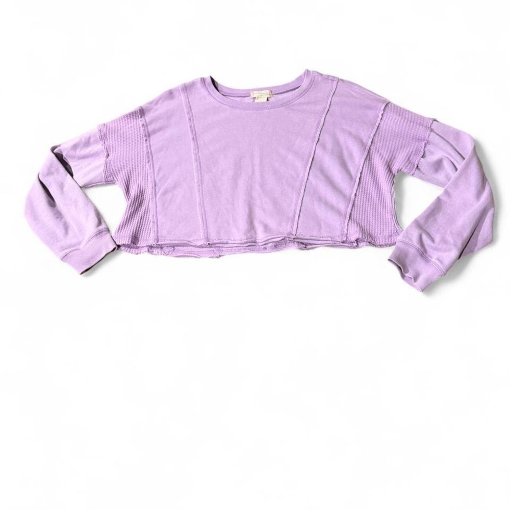 Lilac Cropped Waffle Knit Long Sleeve Top Altard State Y2K Size M